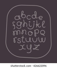 Rope hand drawn font. All letters of English alphabet