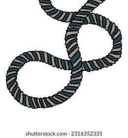 Rope - hand drawn vector illustration. Flat color design.