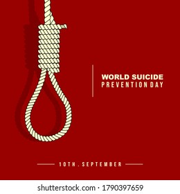 Rope for Hanged oneself vector illustration. Perfect template for Suicide Prevention Day design.