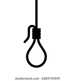 Rope hanging loop icon. Suicide rope noose
