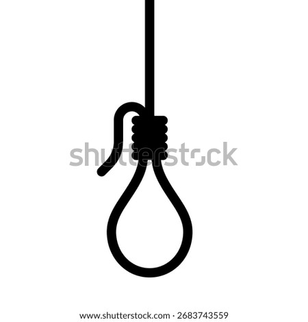 Rope hanging loop icon. Suicide rope noose