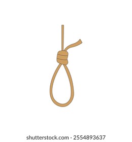 Rope hanging loop vector illustration on white background. Hangman knot. 