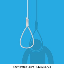 rope with hangman's noose vector flat design.
