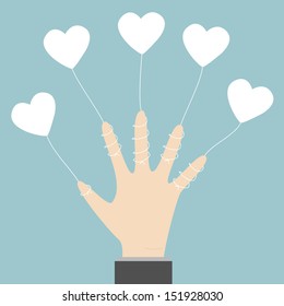 Rope heart with hand