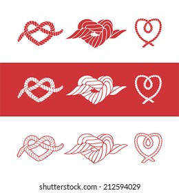 Rope Heart Icon Set