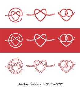 Rope Heart Icon Set