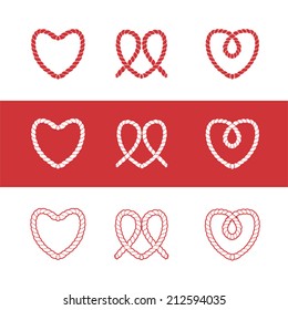 Rope Heart Icon Set