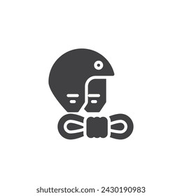 Rope and helmet vector icon. filled flat sign for mobile concept and web design. Climbing items glyph icon. Symbol, logo illustration. Vector graphics
