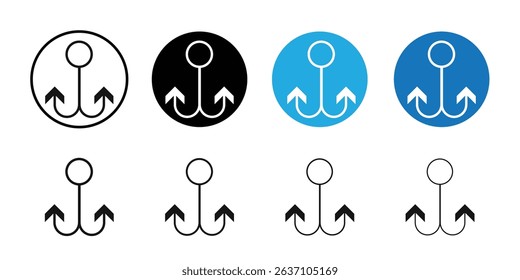 Rope Hook icon Black line art vector logo set