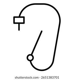 Rope Hook icon Black and white outline flat sign vector