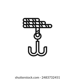 Icono de gancho de cuerda contorno colección en negro