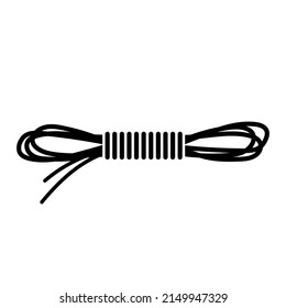 Rope icon. Black contour linear silhouette. Horizontal front side view. Vector simple flat graphic illustration. Isolated object on a white background. Isolate.