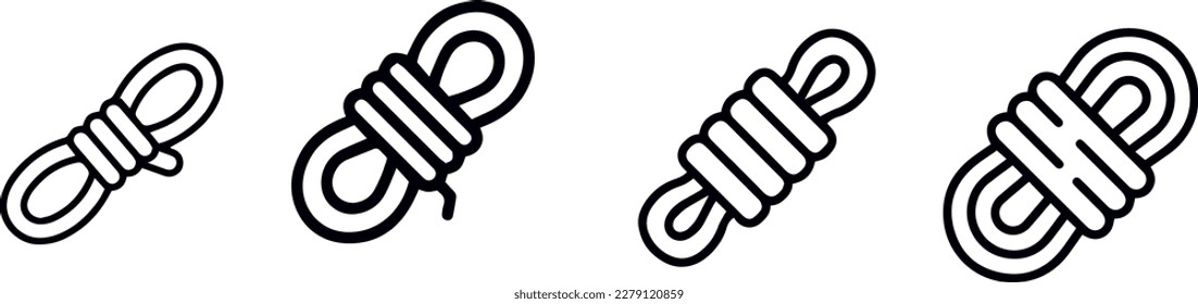 The rope icon. Black silhouette of a bundle of rope or twine vector design  