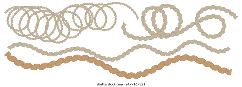 The rope icon. Black silhouette of a bundle of rope or twine. Vector illustration isolated on a white background for design and web.