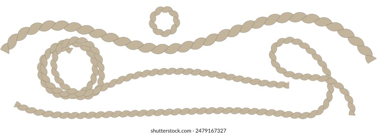 The rope icon. Black silhouette of a bundle of rope or twine. Vector illustration isolated on a white background for design and web.