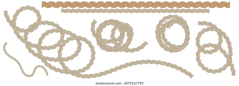 The rope icon. Black silhouette of a bundle of rope or twine. Vector illustration isolated on a white background for design and web. Rope icon vector illustration.