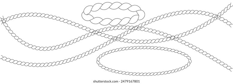 The rope icon. Black silhouette of a bundle of rope or twine. Vector illustration isolated on a white background for design and web. Rope icon vector illustration.
