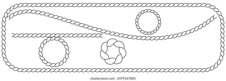 The rope icon. Black silhouette of a bundle of rope or twine. Vector illustration isolated on a white background for design and web. Rope icon vector illustration.