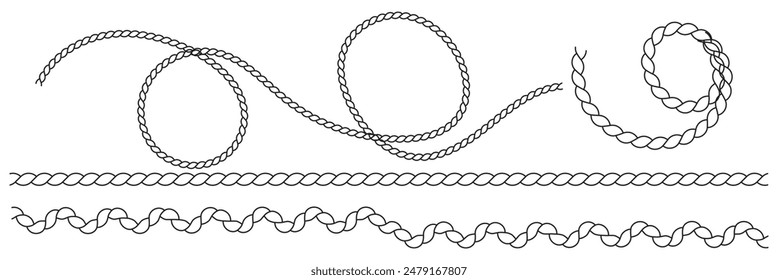 The rope icon. Black silhouette of a bundle of rope or twine. Vector illustration isolated on a white background for design and web. Rope icon vector illustration.