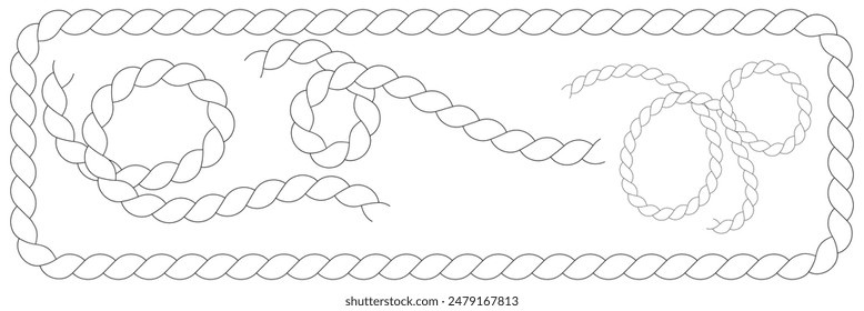 The rope icon. Black silhouette of a bundle of rope or twine. Vector illustration isolated on a white background for design and web. Rope icon vector illustration.