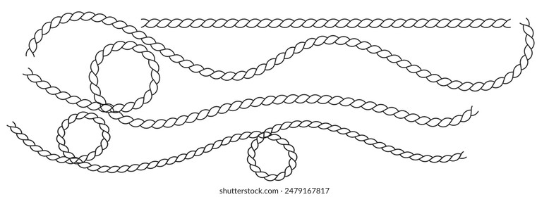 The rope icon. Black silhouette of a bundle of rope or twine. Vector illustration isolated on a white background for design and web. Rope icon vector illustration.