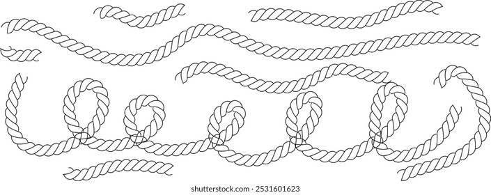 The rope icon. Black silhouette of a bundle of rope or twine. 