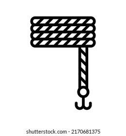 Rope Icon. Line Art Style Design Isolated On White Background