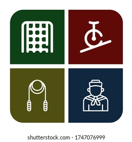 rope icon set. Collection of Rope ladder, Rope biking, Skipping Sailor icons