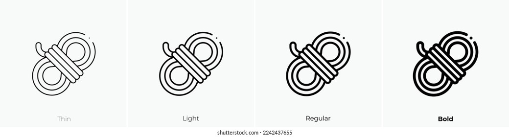 rope icon. Thin, Light Regular And Bold style design isolated on white background