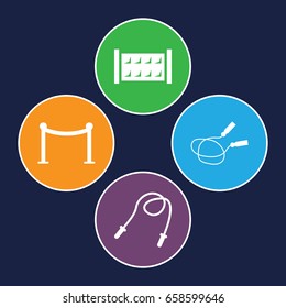 Rope icons set. set of 4 rope filled icons such as fence