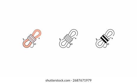 Ícones de corda vetor definir cor linha glifo linha ícones ilustração de stock