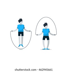 Rope jumping daily exercises, fitness time, workout session