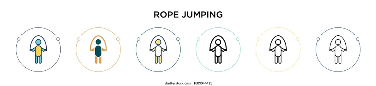 Rope jumping icon in filled, thin line, outline and stroke style. Vector illustration of two colored and black rope jumping vector icons designs can be used for mobile, ui, web