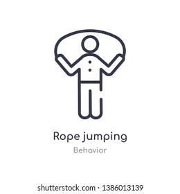 rope jumping outline icon. isolated line vector illustration from behavior collection. editable thin stroke rope jumping icon on white background
