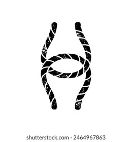 Rope knot black hand drawn icon in grunge look
