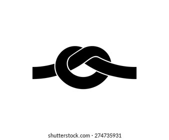 Rope knot black symbol isolated on white
