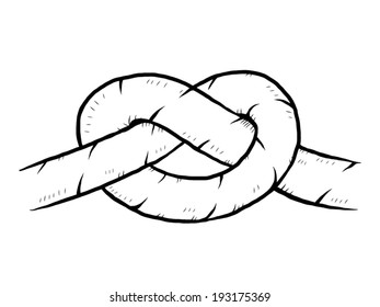 rope with knot / cartoon vector and illustration, black and white, hand drawn, sketch style, isolated on white background.