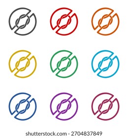 Icono de círculo de nudo de cuerda aislado sobre fondo blanco. Establecer iconos de colores