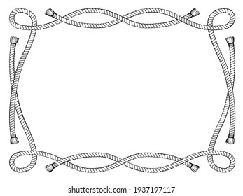 rope knot frame black and white isolated