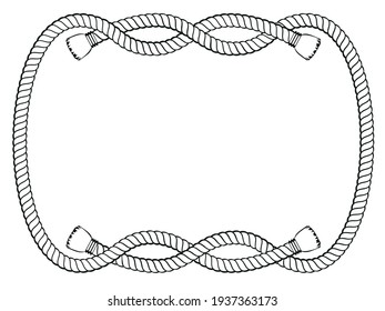 rope knot frame black and white isolated