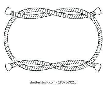 rope knot frame black and white isolated