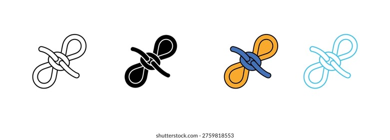 Rope Knot Icon for Marine Navigation, Nautical Safety, and Secure Binding Connection. Symbol Vector Illustration.