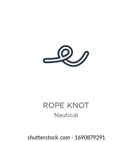 Rope Knot Icon. Thin Linear Rope Knot Outline Icon Isolated On White Background From Nautical Collection. Line Vector Sign, Symbol For Web And Mobile