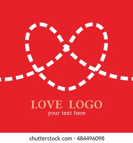 ROPE KNOT LOVE HEART SYMBOL LOGO ICON RED BACKGROUND