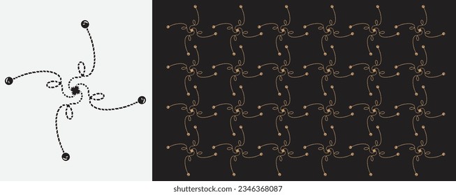 Rope knot seamless pattern. For fabric, wallpaper, wrapping, overhand and half knots.