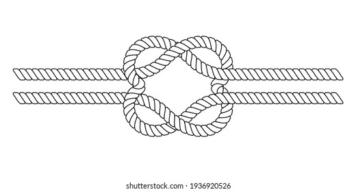 Rope Knot In The Shape Of Hearts, Vector Linked Hearts In A Knot Symbol Of Love And Close Relationships