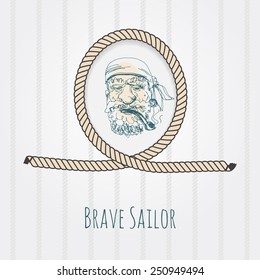 rope knot in shape of portrait frame vector vignette