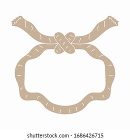 Seil Knoten Vektorillustration Design. digitaler handgezeichneter Stil. Kornstruktur