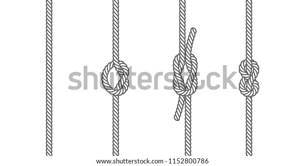 Rope knots borders line set\
design element different types. vector illustration of knot\
border