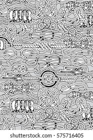 Rope Knots Collage. Hand Drawn Decorative elements. Vector illustration with different Hitches and Bends.
